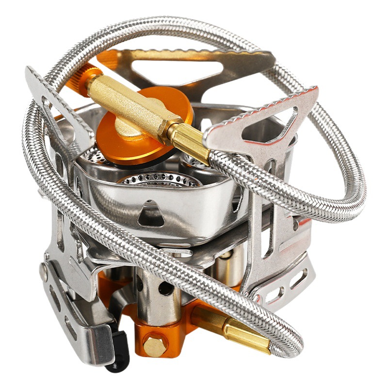 Second Generation Outdoor Picnic Stove Split Stainless Steel Three-Head Stove Windproof Stove Portable Foldableable Stove