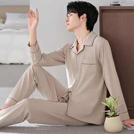 纯棉款睡衣男款纯棉春秋季2026新款男士全棉家居服男套装薄款休闲