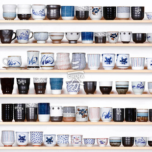 Three-point ceramic cup Japanese and Korean style soup cup tea cup stoneware ceramic hand-painted Cup Plaid creative Japanese style ceramic water Cup