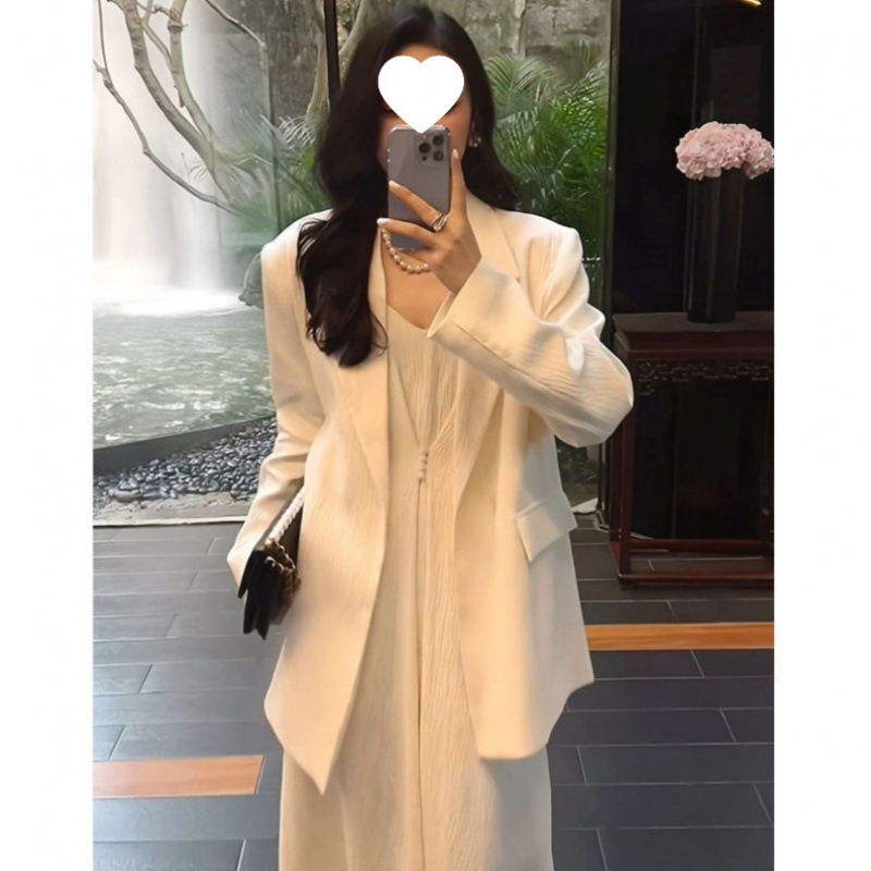 感西装套装女2025春秋新款休闲吊带裙西服外套气质显瘦两件|undefined