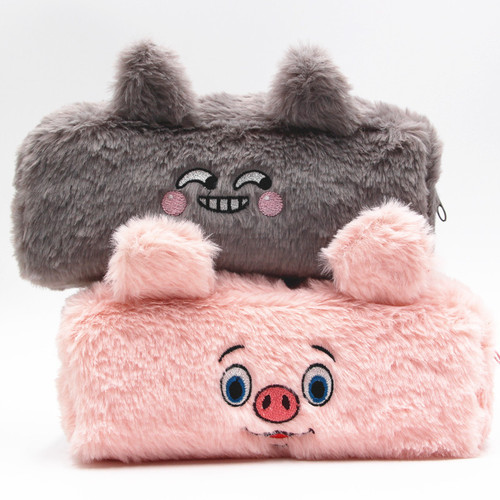 ins cross-border rabbit large-capacity pencil case cute bear student plush stationery bag pencil case soft cute wallet