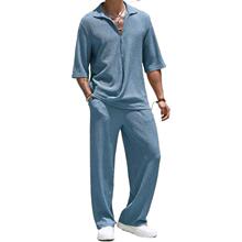 H 26912 Casual Solid Color Shirt Pants Set ���д�ɫ��װ