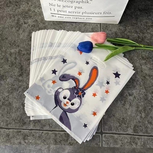 Hand-held plastic bag for clothing store, Instagram-style accessory store packaging bag, women's clothing store stall four-finger bag