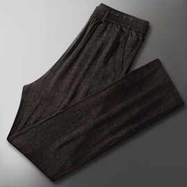 夏季奢华真丝顺滑抗皱桑蚕丝男裤男士宽松龟裂纹运动直筒休闲裤子