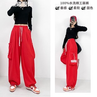 Fashion slim stretch cotton long sleeve twill wash cotton casual large pocket overalls jazz dance suit costume