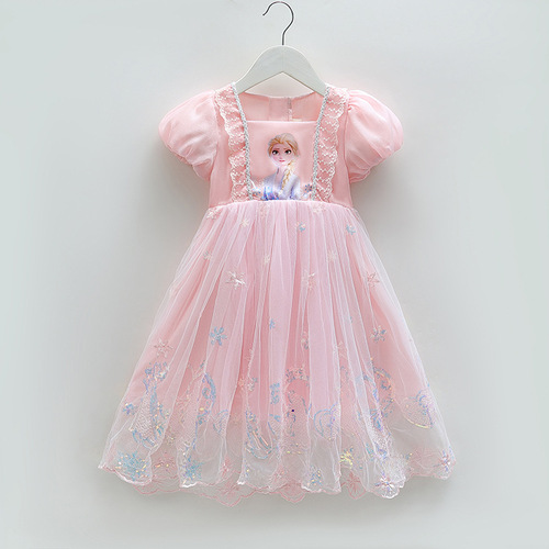 Elsa Princess Dress Girls Dress Summer Fashionable Skirt  New Baby Girl Mesh Puff Skirt Summer Dress