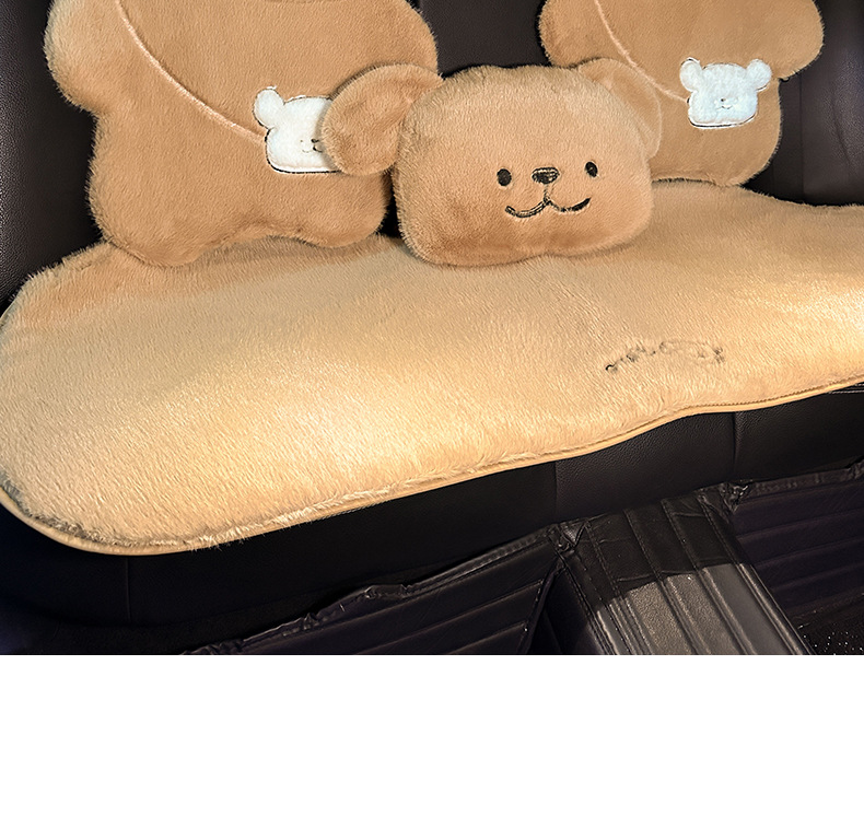 New Thickened Car Plush Anti-Freeze Seat Cushion Winter Thickened Cartoon Bear Seat Cover Winter Warm Half-Pack Seat Cushion
