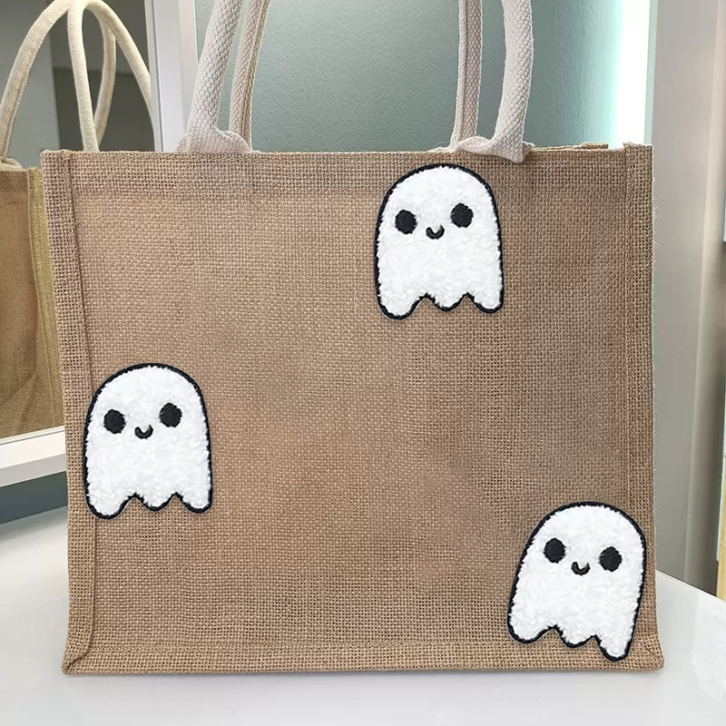 惠州刺绣工厂白色幽灵鬼魂圣诞节布贴毛巾绣刺绣贴布贴补丁布贴