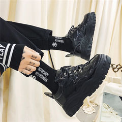 權志龍同款厚底老爹鞋男生港風ins運動板鞋英倫黑色ulzzang小皮鞋