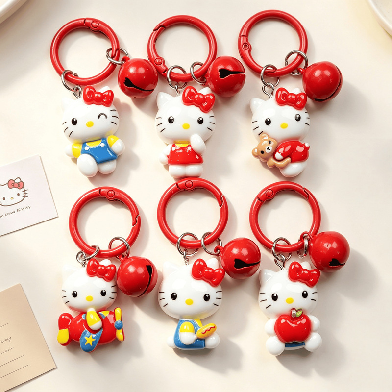 Cartoon Cute Apple Kitten Bell Keychain Pendant Cute Girl Bag Decoration Couple Best Friend Small Gift Cartoon Cute Apple Kitten Bell Keychain Pendant Cute Girl Bag Decoration Couple Best Friend Small Gift