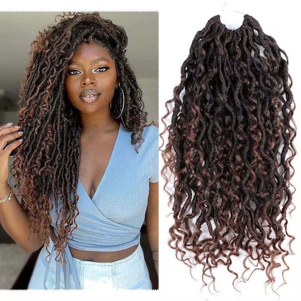 Fibra química Africana trenza sucia Faux Goddess River Locs 18 pulgadas concubina crochet pelo peluca europea y americana