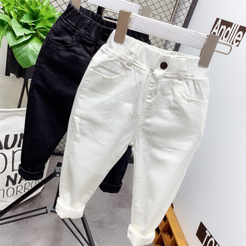 Boys denim small feet slim pants foreign...