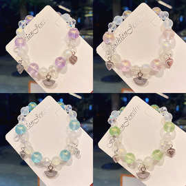 新款手链女生学生党闺蜜手串高级感磨砂珠爱心扇子义乌饰品批货