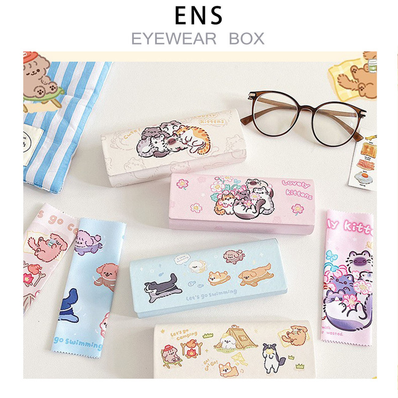 Original Cat and Puppy Glasses Case, Portable Women's Anti-Pressure and Anti-Fall Glasses Case, Sunglasses Storage Magnetic Glasses Case