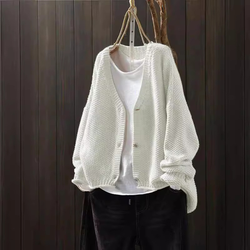 【Special Offer】Cross-Border Exclusive Supply of Spring Casual Style Single-Breasted Solid Color Knitted Cardigan Women's Sweater Wholesale Comfortable