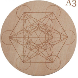 Laser carved wooden crystal grid swing board wooden coaster energy tray mat geometric pattern heat insulation coaster