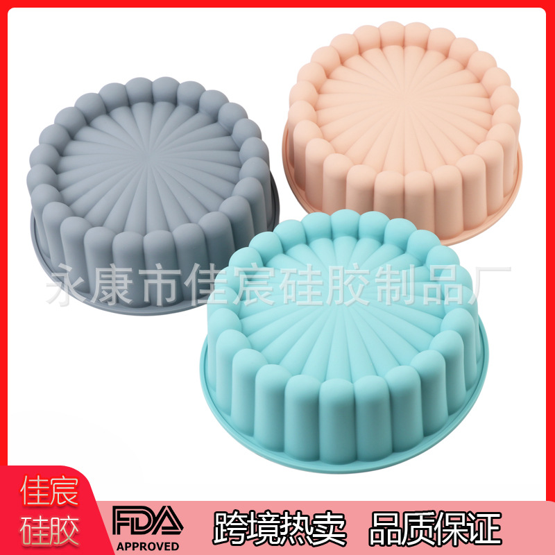 Cross-border hot selling baking silicone 100-fold round cake mold sunflower silicone mold spot wholesale
