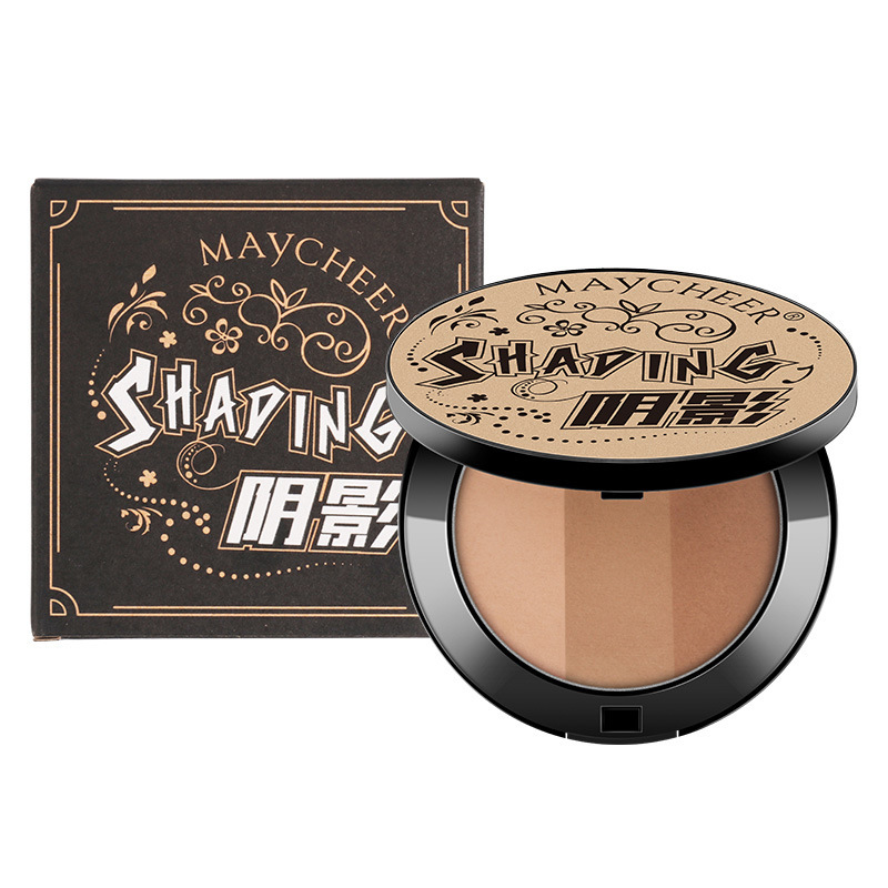 Meixier Tricolor Facial Repair Powder Estereoscópico Brillo de doble propósito en un disco de sombras de polvo de sombra de nariz silueta de polvo de resaltado