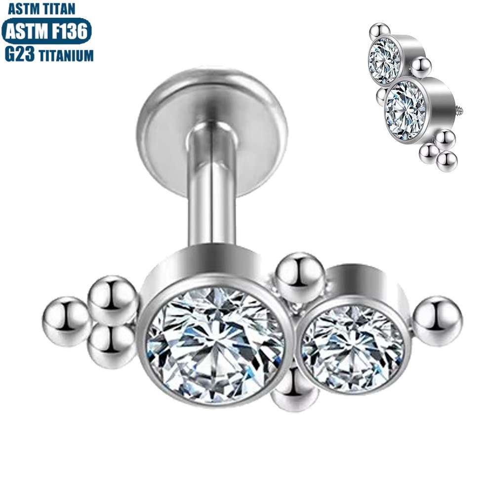 Labret stud lip piercing jewelry styling detail
