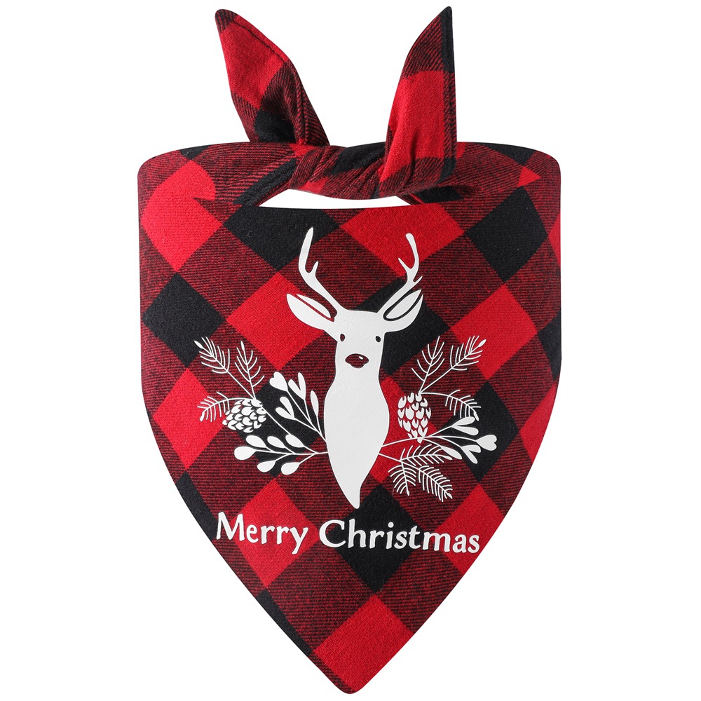 Los fabricantes nuevos transfronterizos de algodón a cuadros toalla triangular perro Toalla de saliva