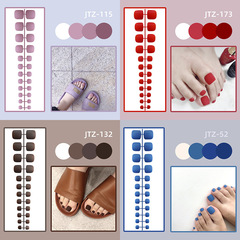 【Strip】Nail Art Glitter Sanding Nail Sticker False Nails Set 24 Pcs Nail Art Tool Nails