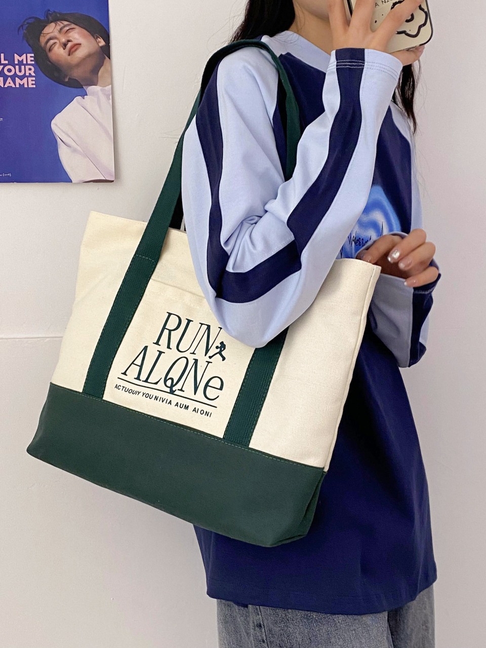 Bolsas de lona creativas de gran capacidad bolsas de lona portátiles para mujeres ocio versátil estudiantes lindos bolsas de compras simples