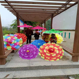 Colorful Peony Flower Umbrella Kindergarten Dance Umbrella Sports Meeting Entrance Creative Props Hand-Held Flower Dance Performance Hand Flower