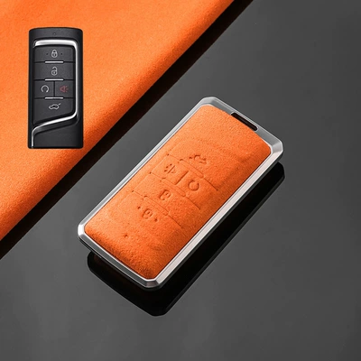Car key bag — for 24 GAC Trumpchi gs4plus - trumpchi-a-horn-tarnish-aluminum-alloy-orange-suede-single-shell