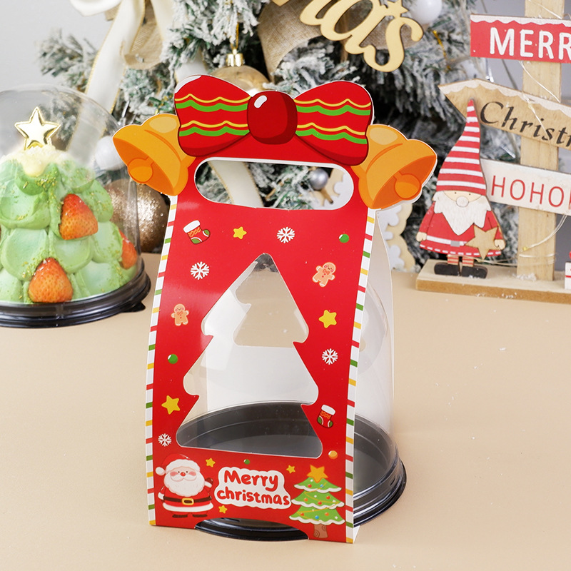 Caja de pastel de Navidad 4 pulgadas árbol de Navidad decoración de ancianos bola semicircular caja de regalo transparente caja de embalaje portátil para hornear