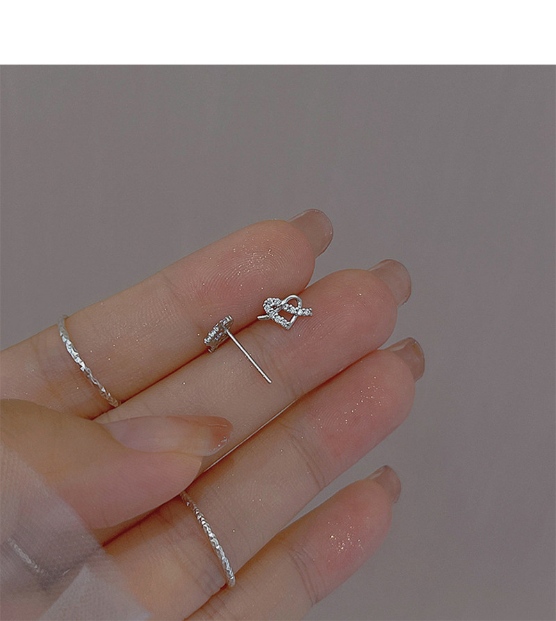 Simple Style Heart Shape Copper Inlay Zircon Ear Studs 1 Pair