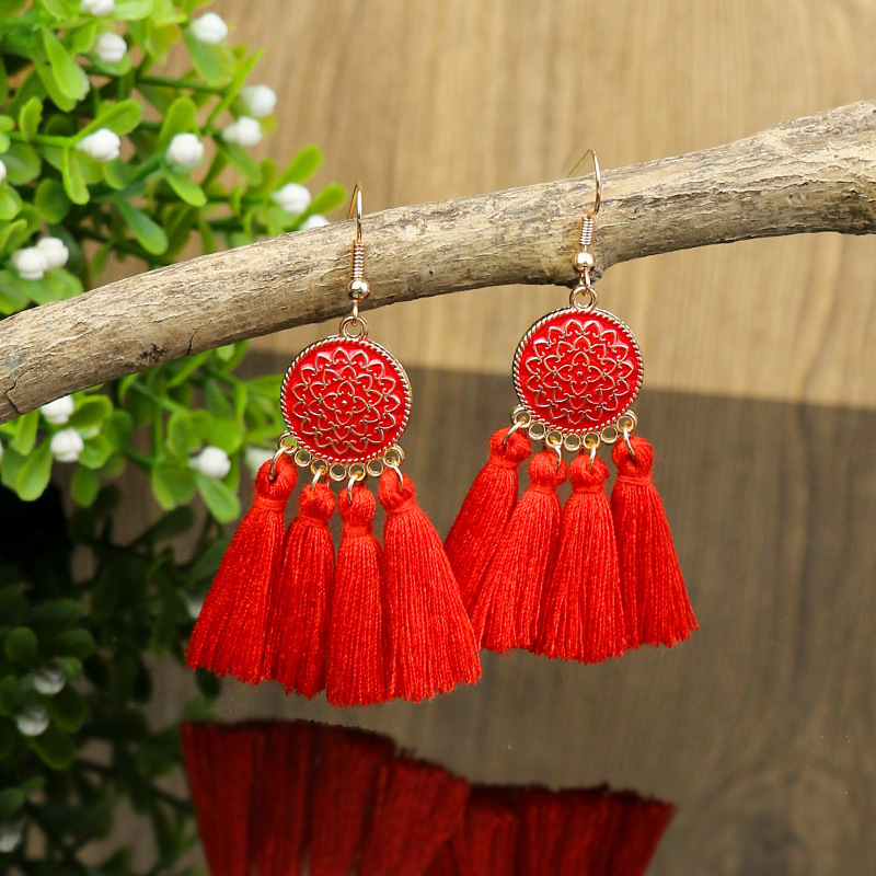 Vacation Bohemian Tassel Alloy Plating Women's Drop Earrings 1 Pair display picture 4