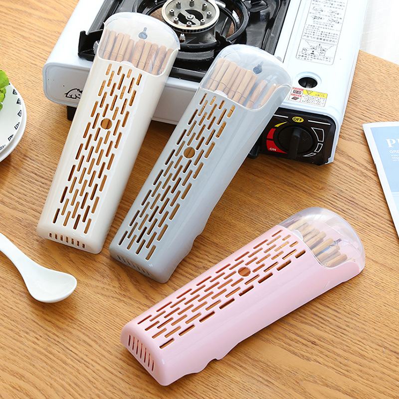 Caja de almacenamiento de palillos de drenaje multifuncional para palillos de cocina simple con cubierta de palillos tipo pared colgante de plástico jaula de palillos
