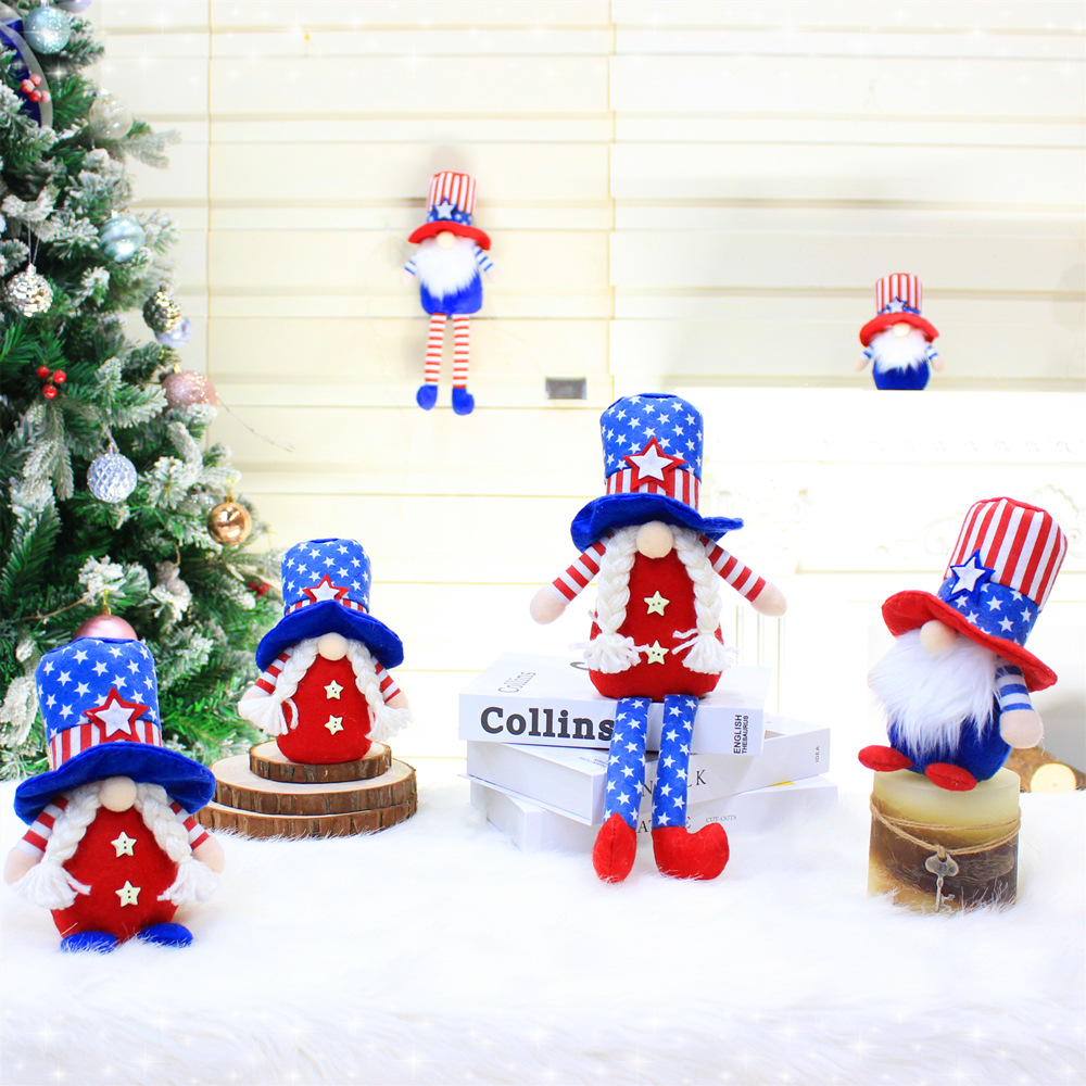 Cross-border 2021 American Independence Day faceless doll ornament striped five-star dwarf figure National Day decoration hanger