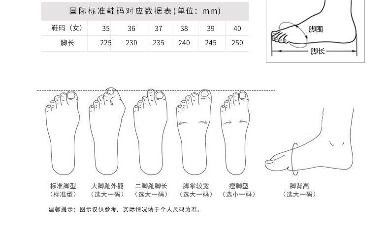 女鞋尺码表