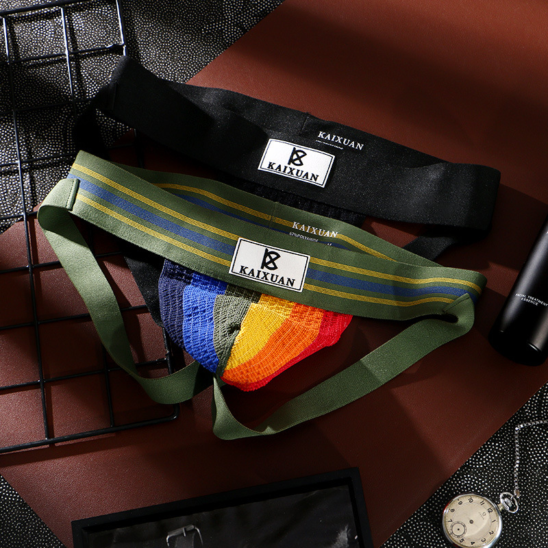 Cross-border Underwear Men's Rainbow Sexy Double Ding T Air Permeable Personality Trendy U Convex Large Pocket Men's Men's