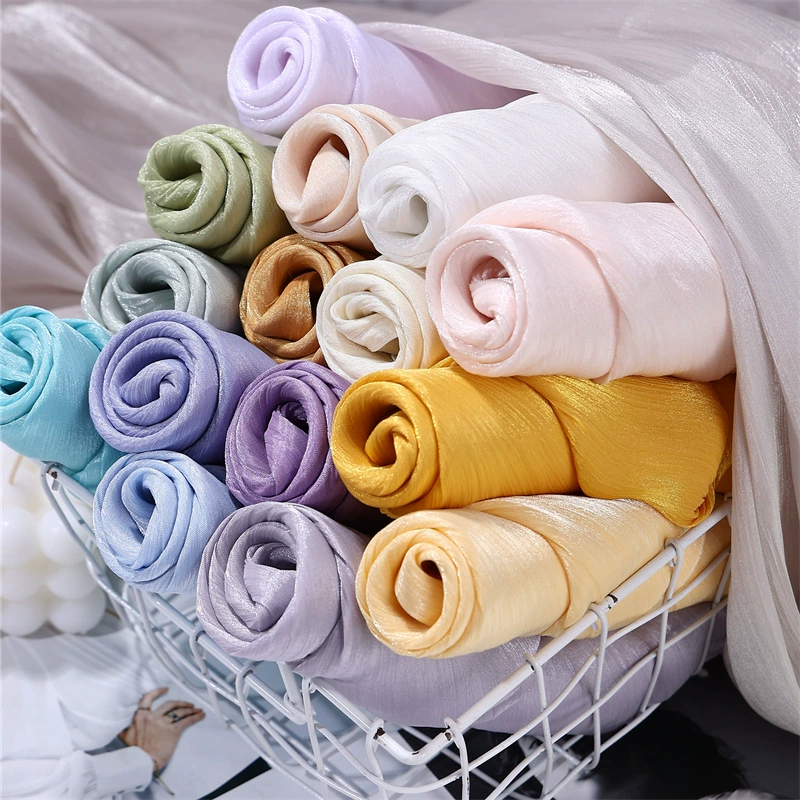 Silk Crepe Satin Soft Draped Organza Design Clothing Fabric Silk Scarf Children's Clothing Fashion Background Decorative Cloth