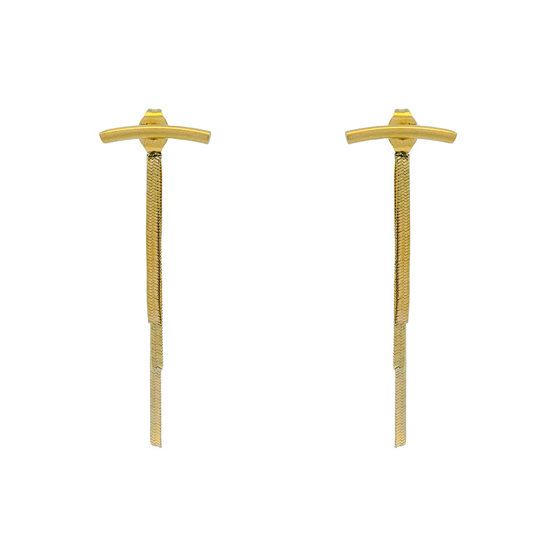 Xuping comercio exterior transfronterizo de acero inoxidable chapado 14k color largo temperamento de moda aretes de borda simple aretes
