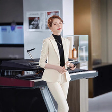 米白色西装外套女2025年春秋新款高级感职业气质女神范工作服套装