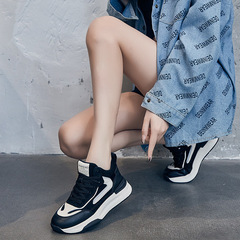 High-top Color-block Dad Shoes for Women 2024, Insulated Warm Thick Sole Height Boost Sports Shoes for Women Casual Shoes Soft Leather