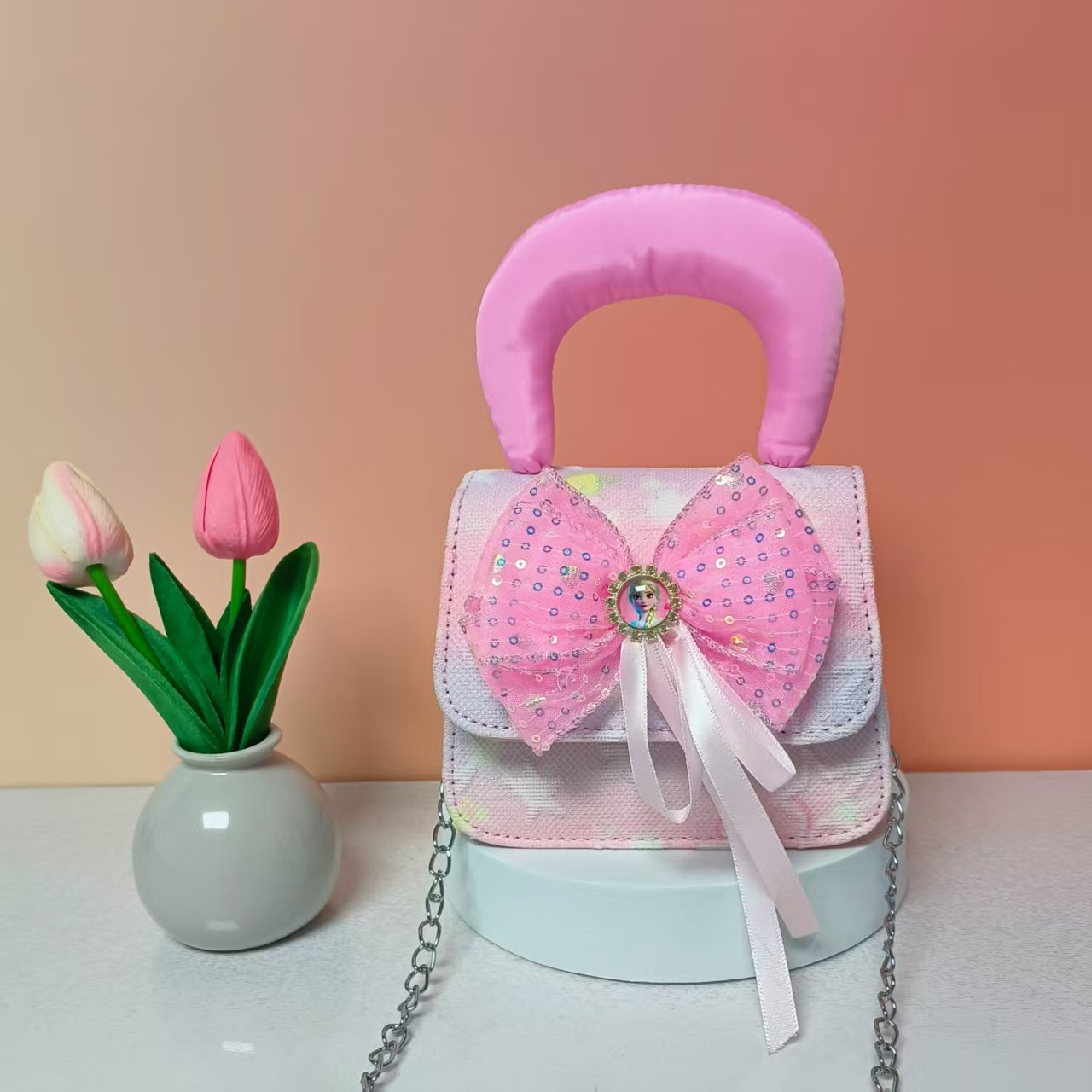 Bolso de princesa portátil de perlas, arco de encaje, bolso de hombro, bolso de cadena, bolso de cambio de Año Nuevo.