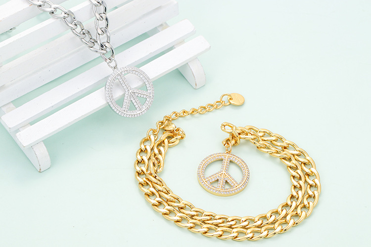 304 Stainless Steel Chain Material cable chain Chain Type 304 Stainless Steel Copper 18K Gold Plated Fashion Plating Geometric Zircon Pendant Necklace