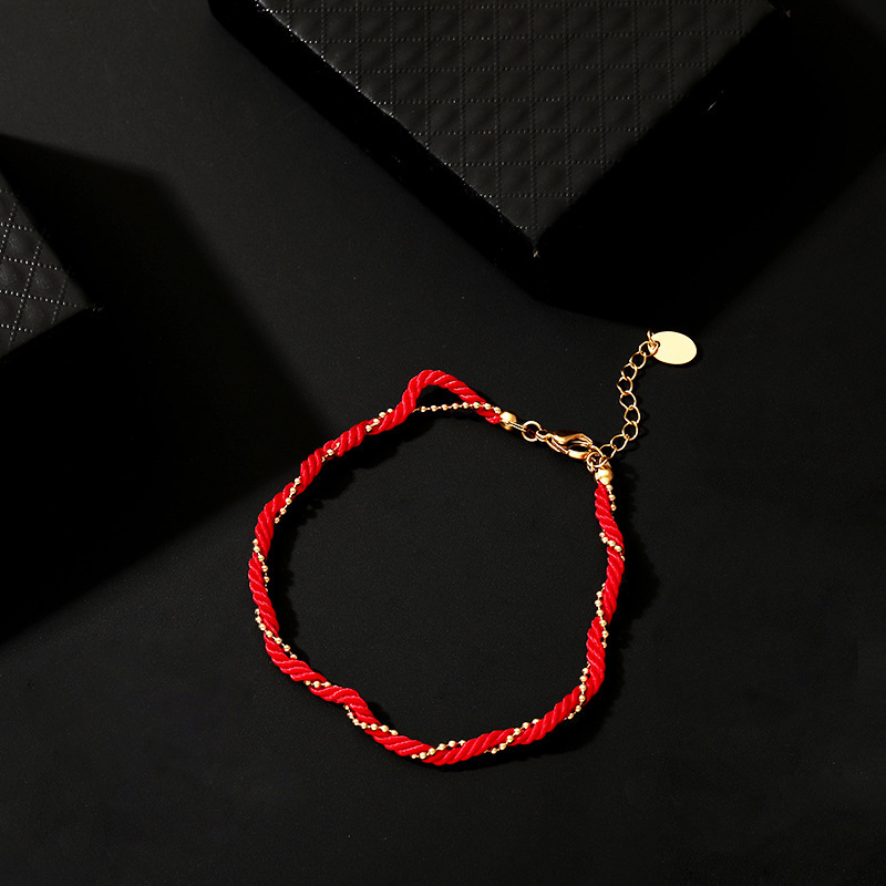 Tobillera de hilo rojo para mujer con un diseño único y elegante, con una cuerda de algodón de estilo chino, adornada con elementos de cielo estrellado, perfecta para el verano.