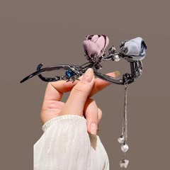古風の気質のファッション的なバラの花のねじりは優雅で軽くて豪華な1字を挟んで日韓の新しい中国式の髪を挟んで飾ります。