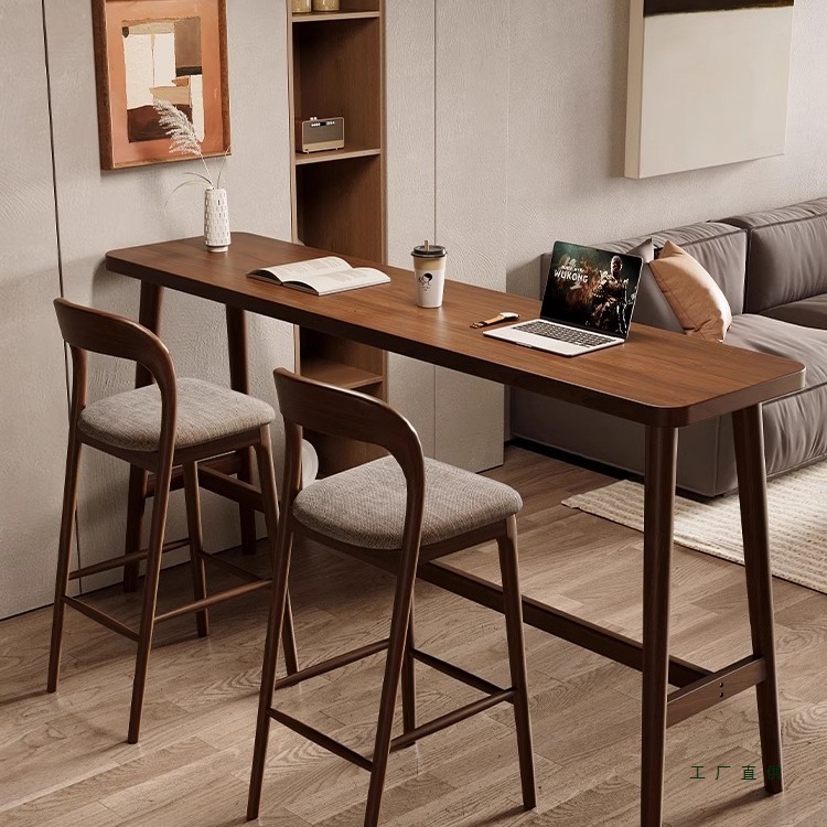 Solid Wood Bar Table and Chair Combination Simple Office Bar Table Dining Table Home Small Apartment Living Room Wall High Table