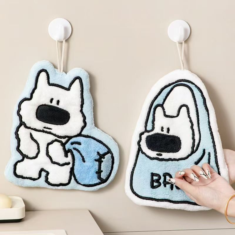 Cute Puppy Hand Towel, Hanging Type, Super Absorbent, Thickened Towel, Coral Fleece Hand Towel, Kitchen and Bathroom Cute Puppy Hand Towel, Hanging Type, Super Absorbent, Thickened Towel, Coral Fleece Hand Towel, Kitchen and Bathroom