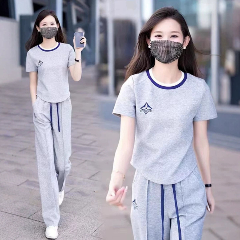 (280g Threaded Fabric) Casual Sportswear Set for Women 2026 Summer New Short-Sleeved Two-Piece Set