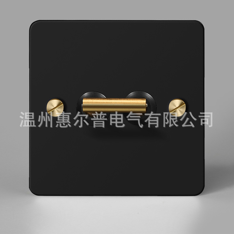 Mounted black retro switch key, light panel stainless steel