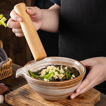 陶瓷舂钵 釉下彩擂茄子钵碗湘菜辣椒皮蛋擂钵捣蒜碗导流碗擂茶碗