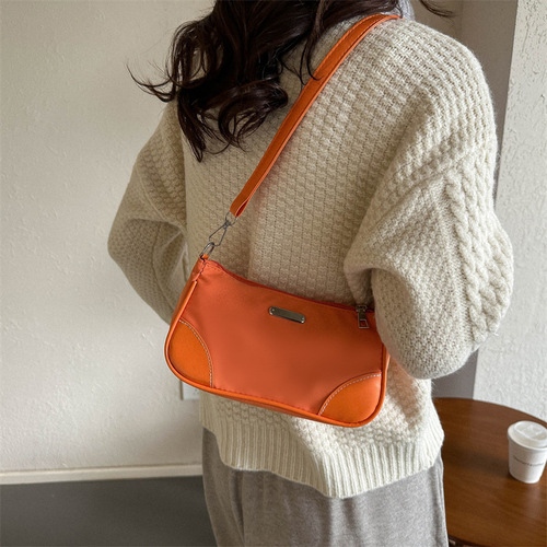 Leather Nylon Bag Winter Simple Minimalist Monochrome Stylish Casual Fashion Women's Crossbody Shoulder Bag