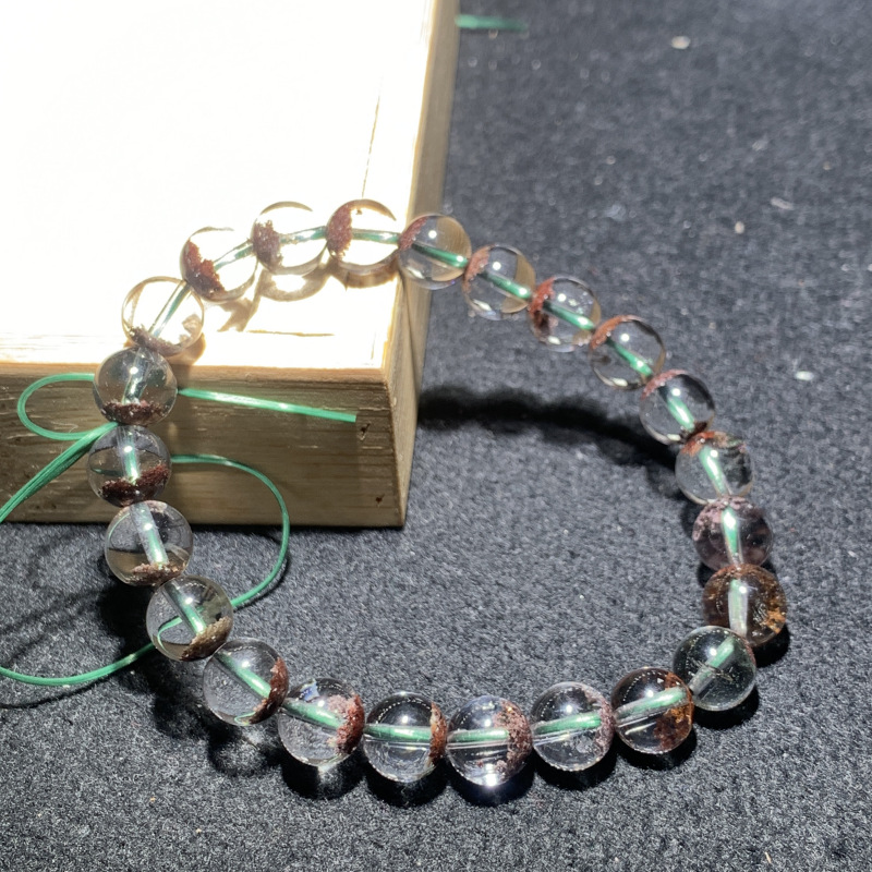 天然巴西聚宝盆红幽灵手链满天星千层绿幽灵水晶手串批发